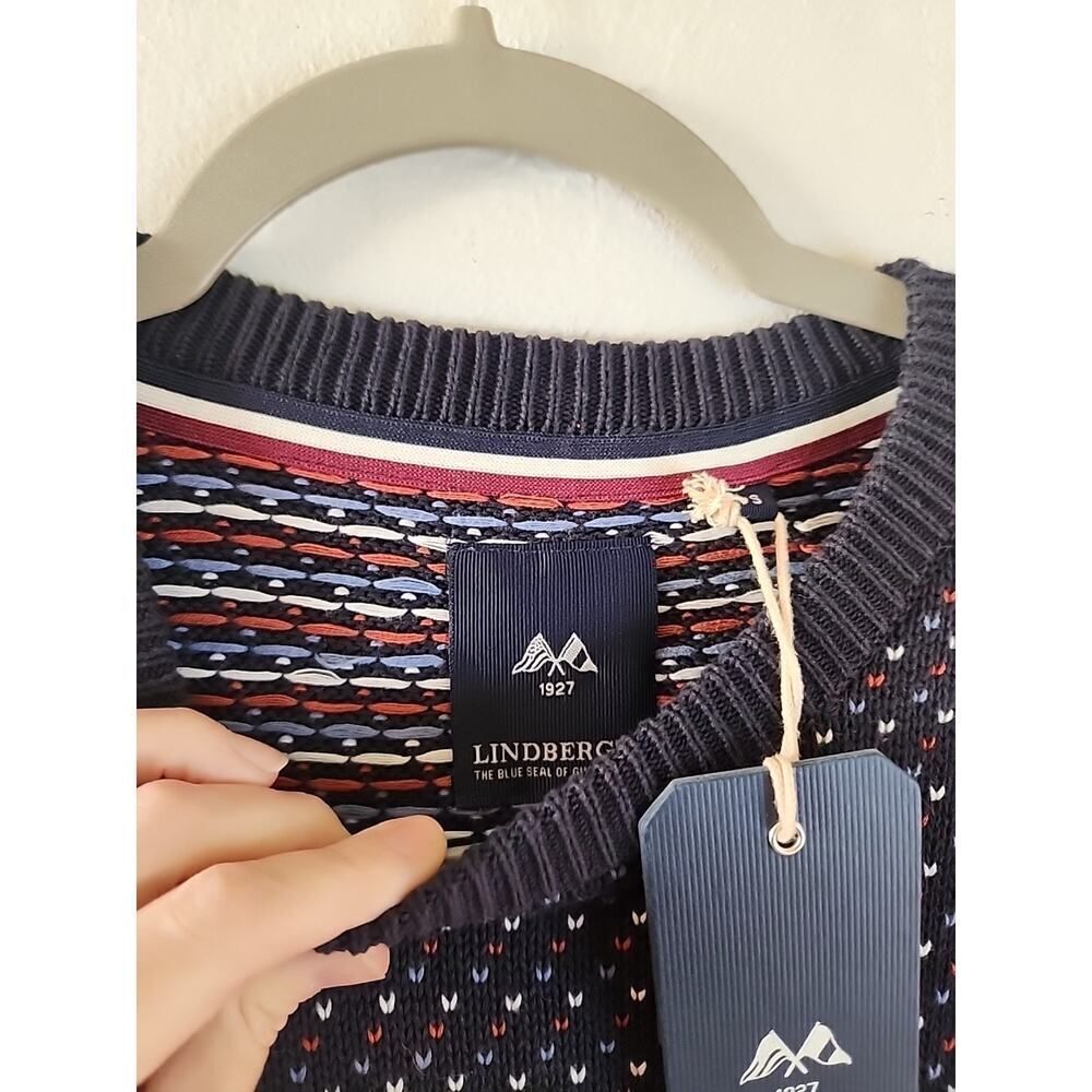 Lindbergh Sweater Crew Neck Knit Patriotic Red White Blue Men’s Sz Small NWT - Picture 4 of 6